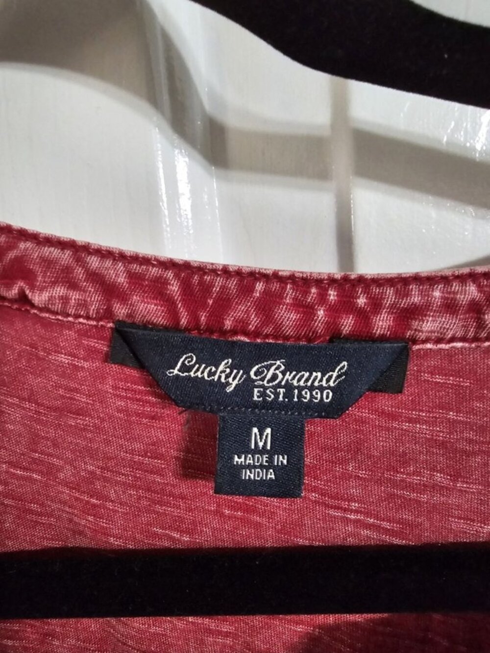 Lucky Brand Women M Blouse Deep Red Cotton Crochet Embroidered Boho Statement - Picture 4 of 7